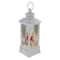 11" White & Brushed Silver Christmas Cardinals Snow Globe Lantern